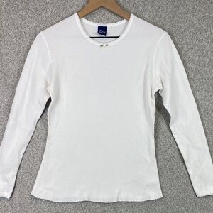 High Sierra thermal tee M white long sleeve rosette scoop neck winter basics